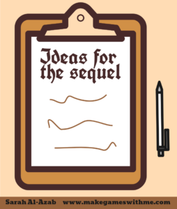 A paper depicting a list of ideas for the sequel of a game